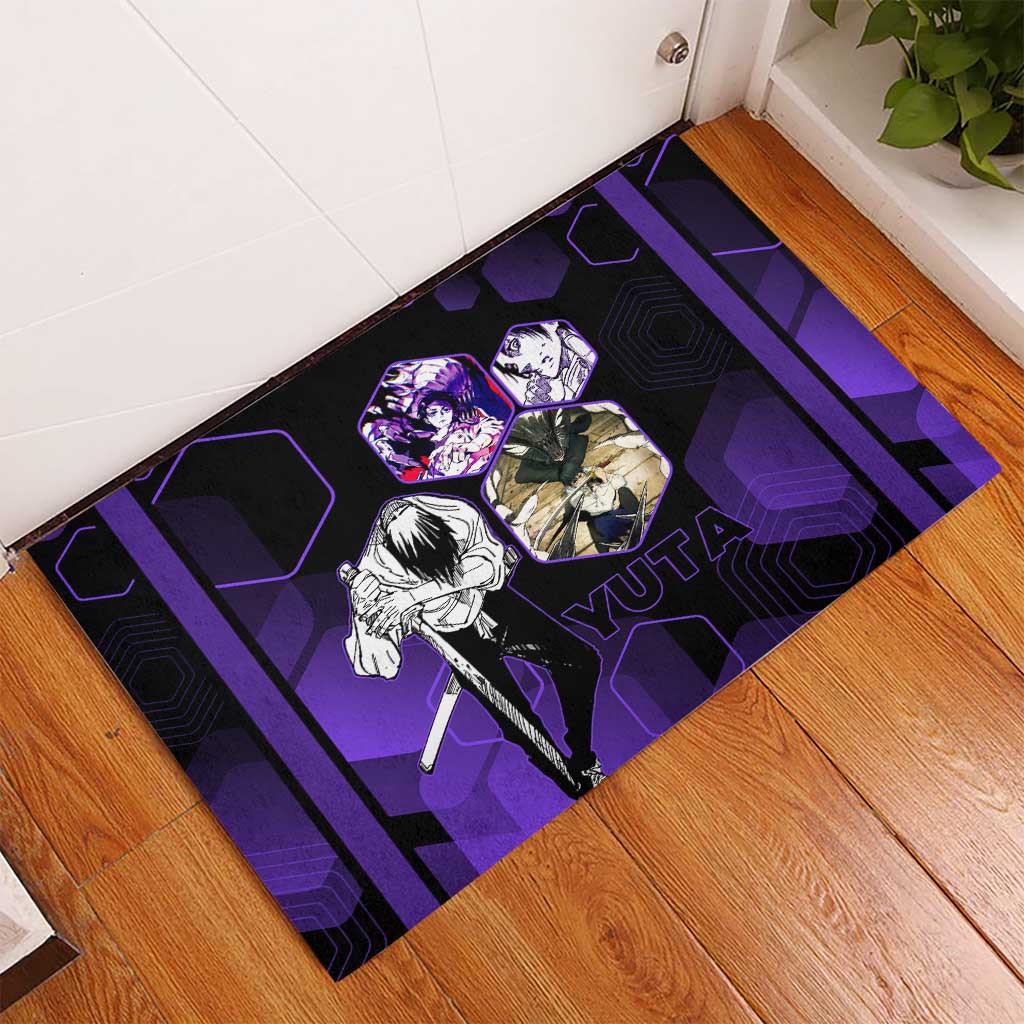 Yuta Okkotsu Jujutsu Kaisen Rubber Doormat Purple Hexagon Design - The Mazicc