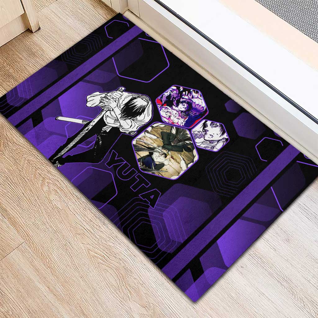 Yuta Okkotsu Jujutsu Kaisen Rubber Doormat Purple Hexagon Design - The Mazicc