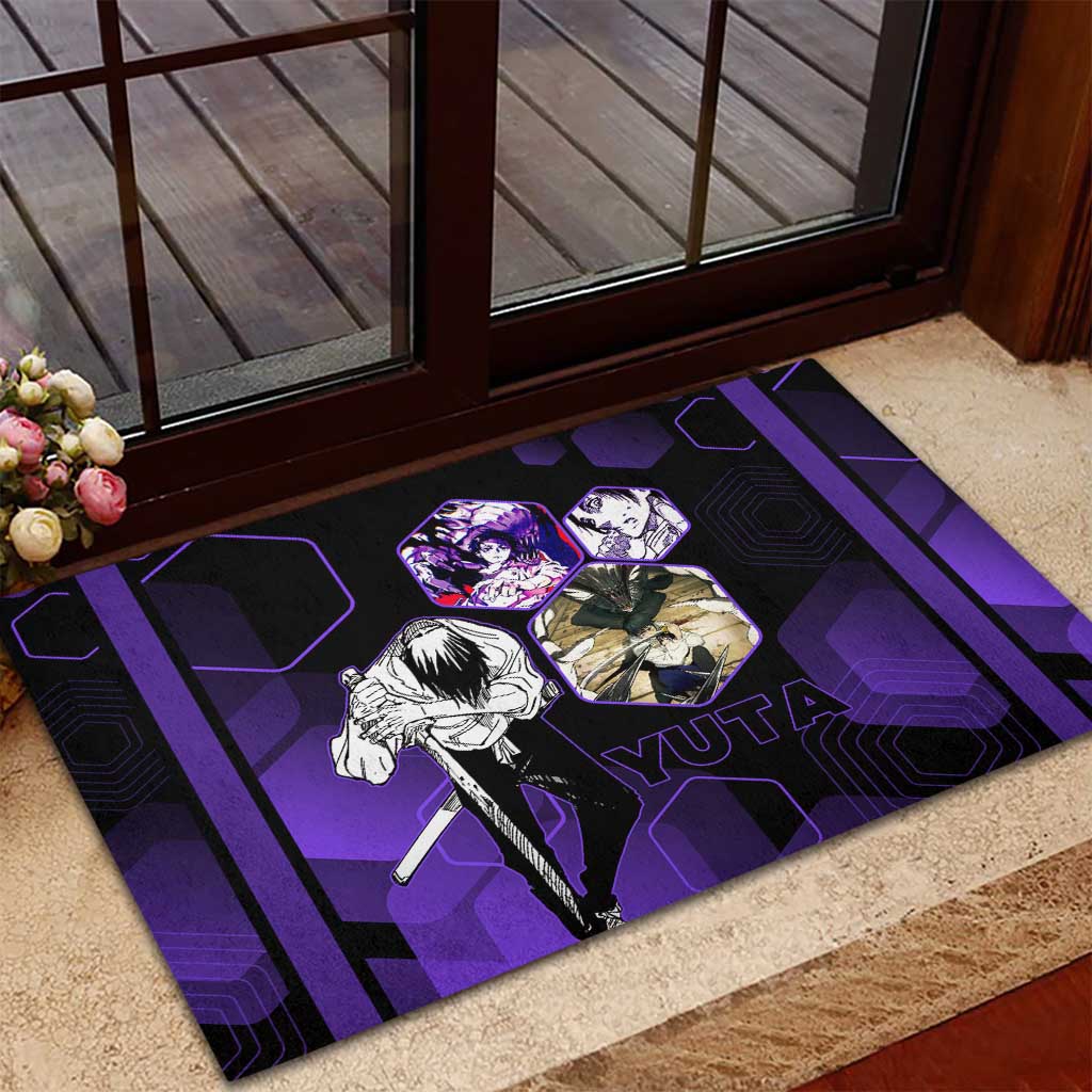 Yuta Okkotsu Jujutsu Kaisen Rubber Doormat Purple Hexagon Design - The Mazicc