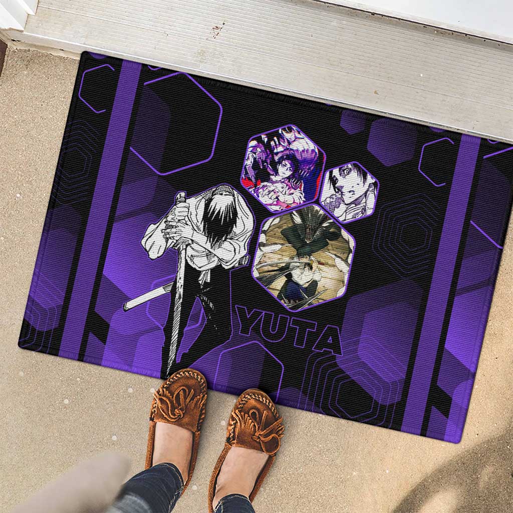 Yuta Okkotsu Jujutsu Kaisen Rubber Doormat Purple Hexagon Design - The Mazicc