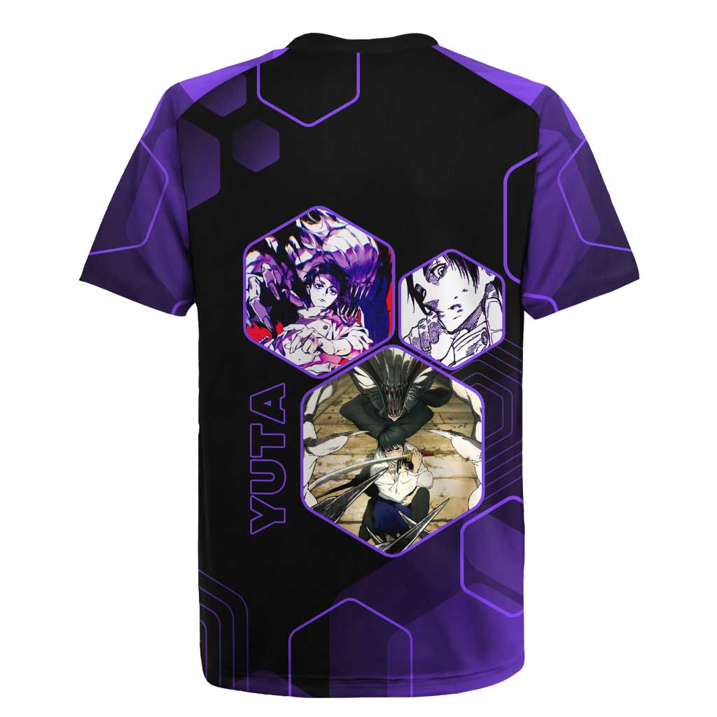 Yuta Okkotsu Jujutsu Kaisen Rugby Jersey Purple Hexagon Design - The Mazicc