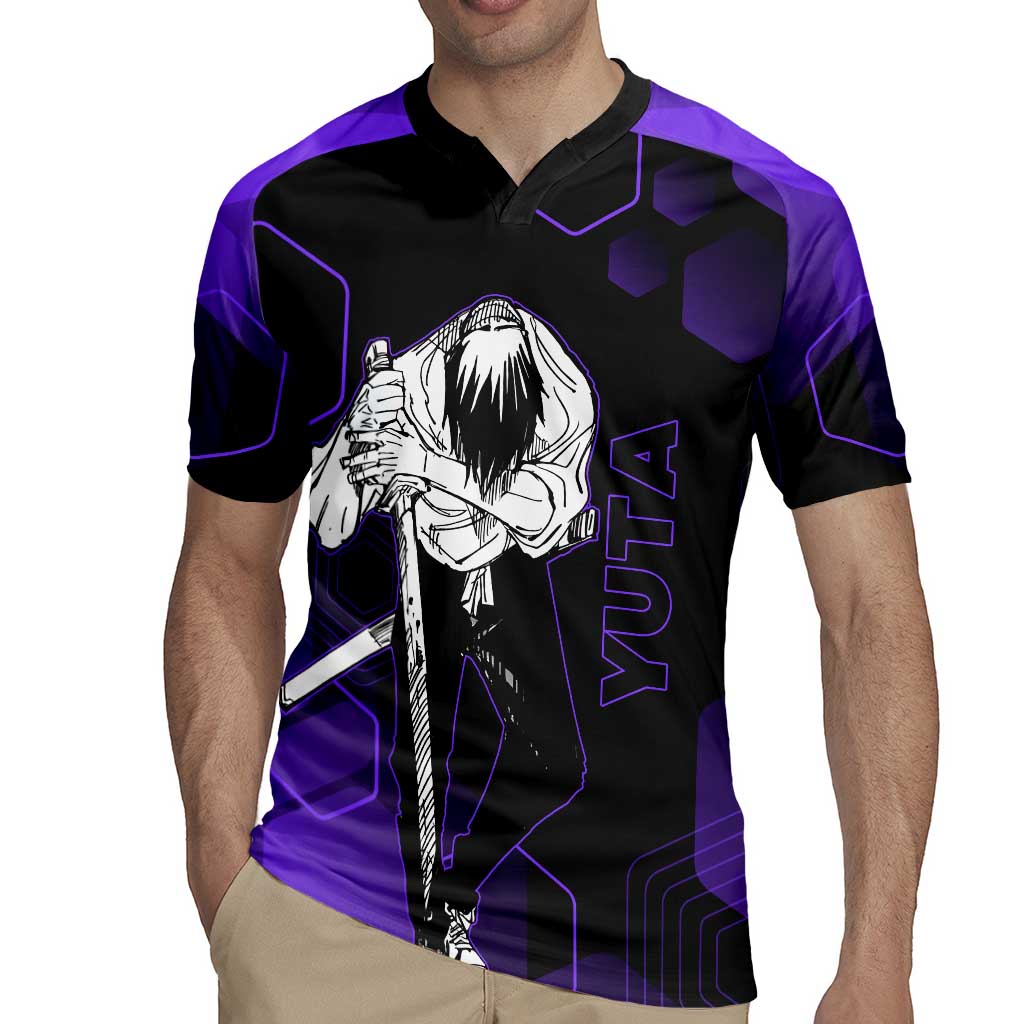Yuta Okkotsu Jujutsu Kaisen Rugby Jersey Purple Hexagon Design - The Mazicc