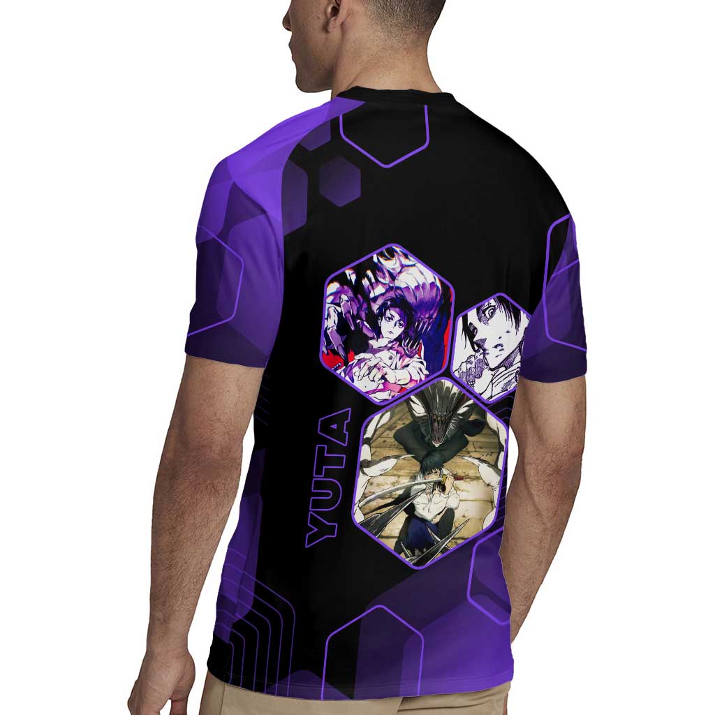 Yuta Okkotsu Jujutsu Kaisen Rugby Jersey Purple Hexagon Design - The Mazicc