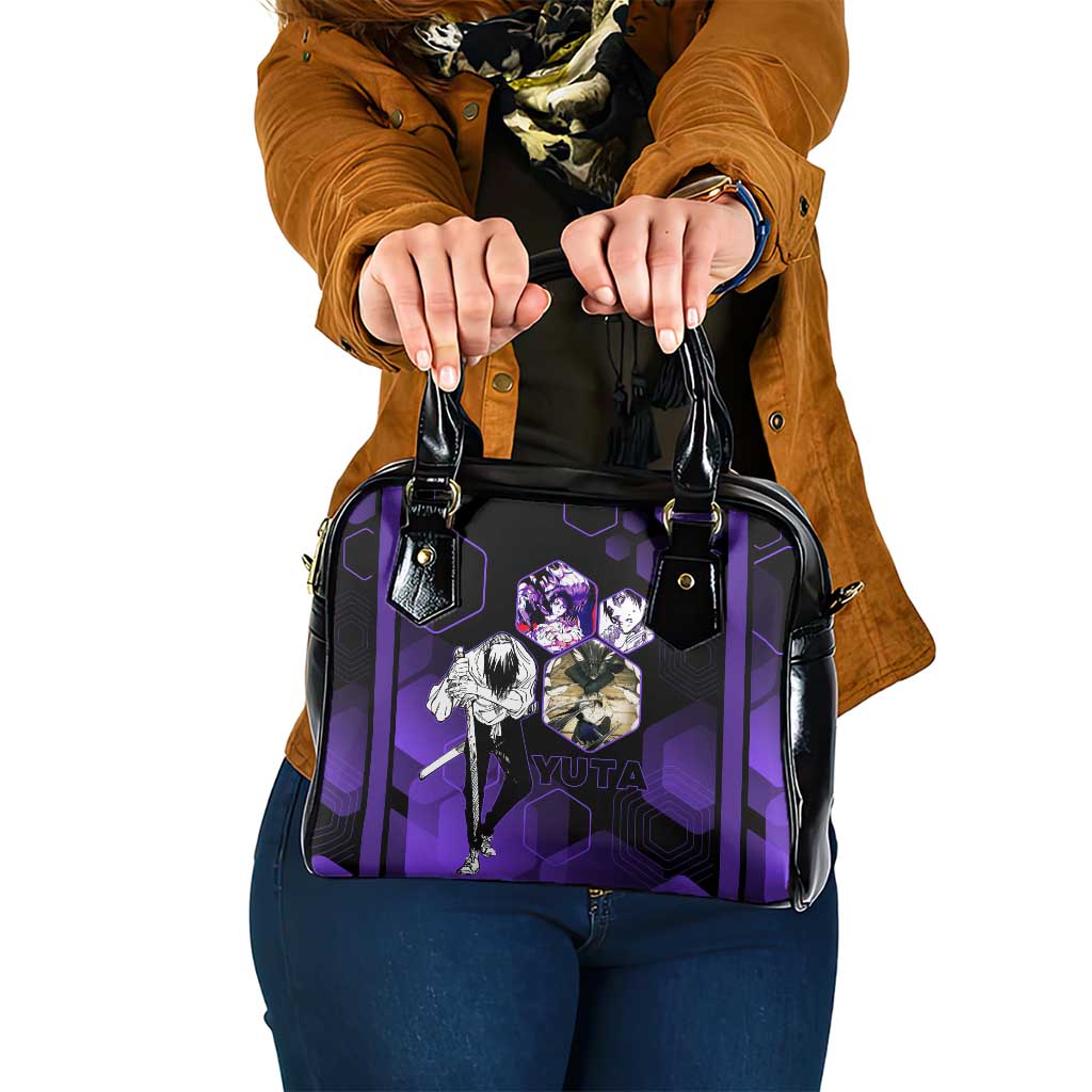 Yuta Okkotsu Jujutsu Kaisen Shoulder Handbag Purple Hexagon Design - The Mazicc
