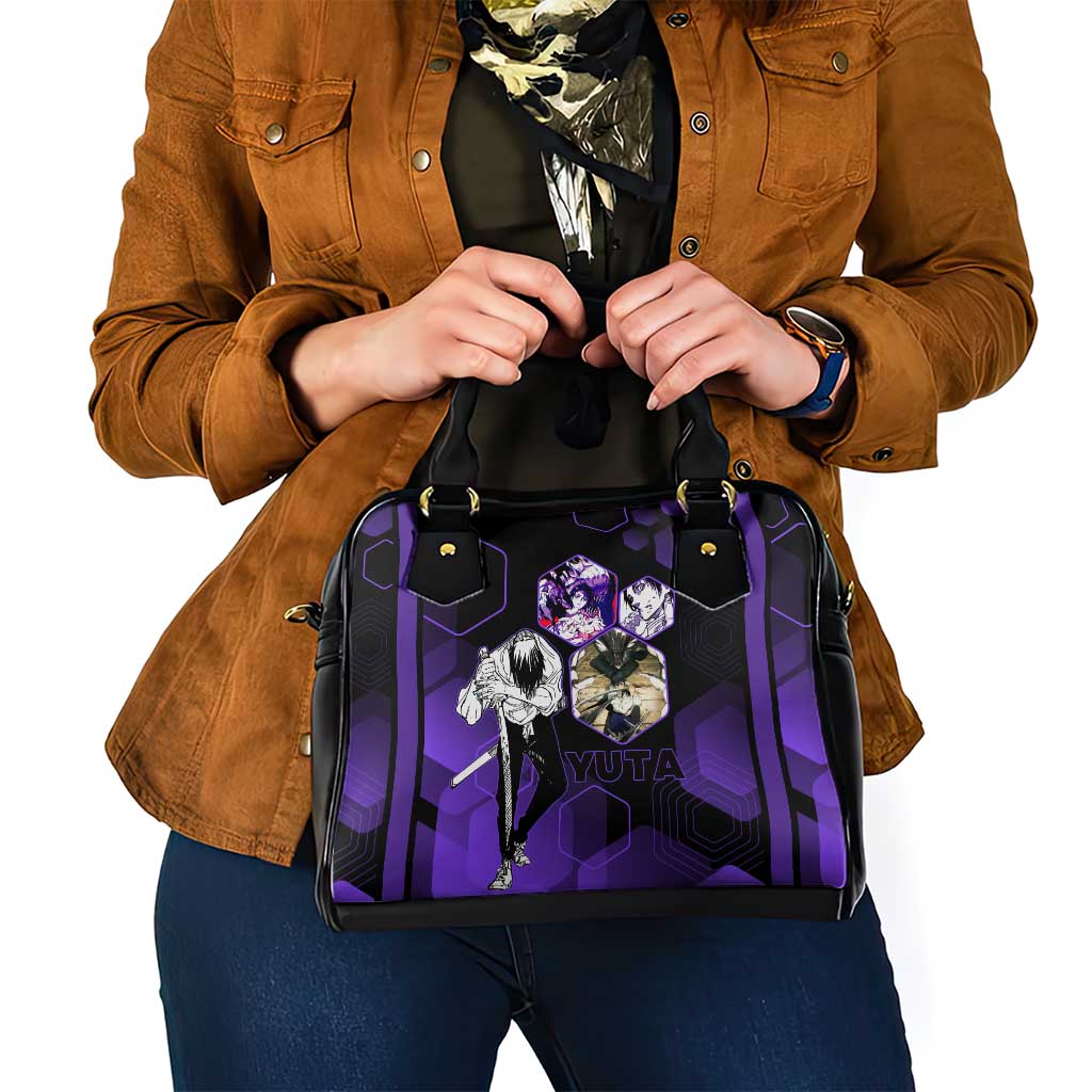 Yuta Okkotsu Jujutsu Kaisen Shoulder Handbag Purple Hexagon Design - The Mazicc