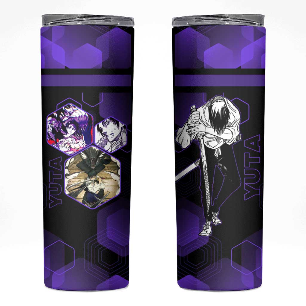 Yuta Okkotsu Jujutsu Kaisen Skinny Tumbler Purple Hexagon Design - The Mazicc
