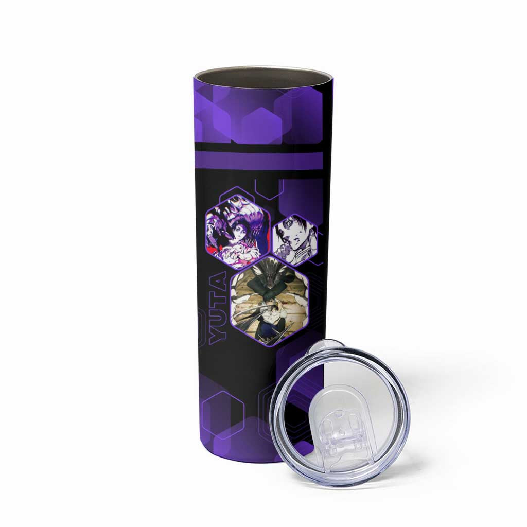 Yuta Okkotsu Jujutsu Kaisen Skinny Tumbler Purple Hexagon Design - The Mazicc