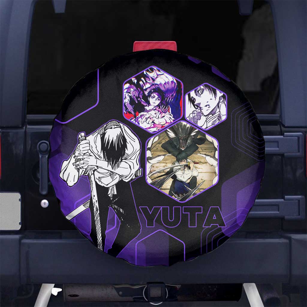 Yuta Okkotsu Jujutsu Kaisen Spare Tire Cover Purple Hexagon Design - The Mazicc