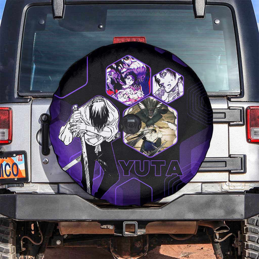 Yuta Okkotsu Jujutsu Kaisen Spare Tire Cover Purple Hexagon Design - The Mazicc