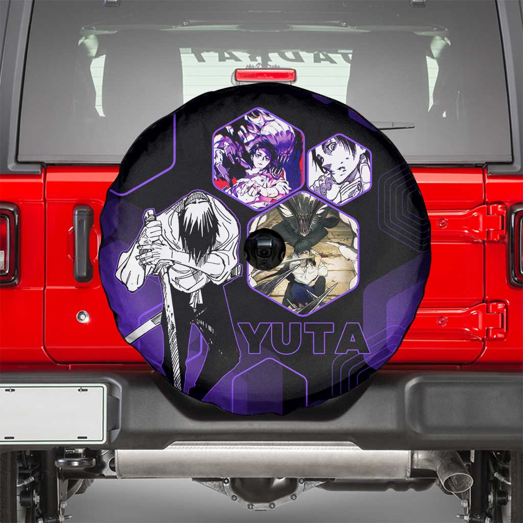 Yuta Okkotsu Jujutsu Kaisen Spare Tire Cover Purple Hexagon Design - The Mazicc