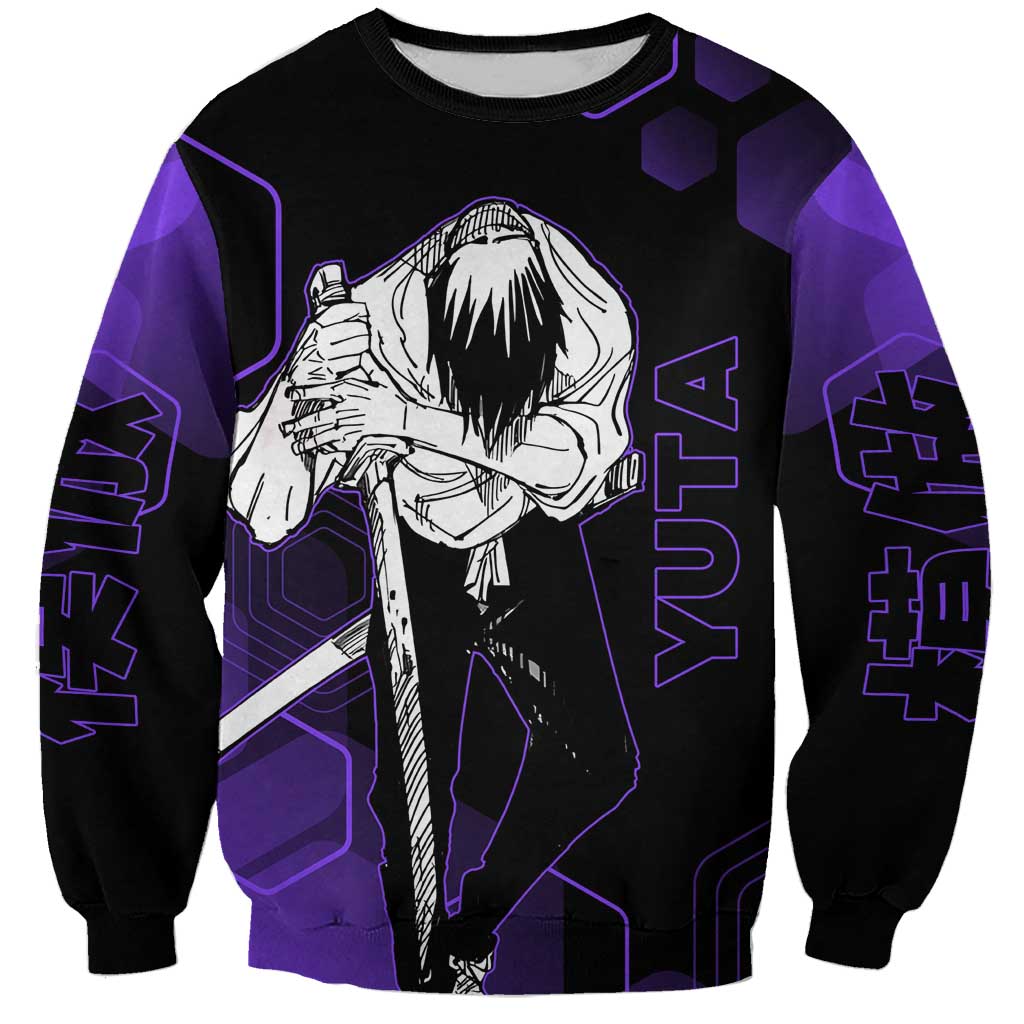Yuta Okkotsu Jujutsu Kaisen Sweatshirt Purple Hexagon Design - The Mazicc