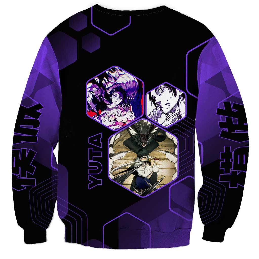 Yuta Okkotsu Jujutsu Kaisen Sweatshirt Purple Hexagon Design - The Mazicc