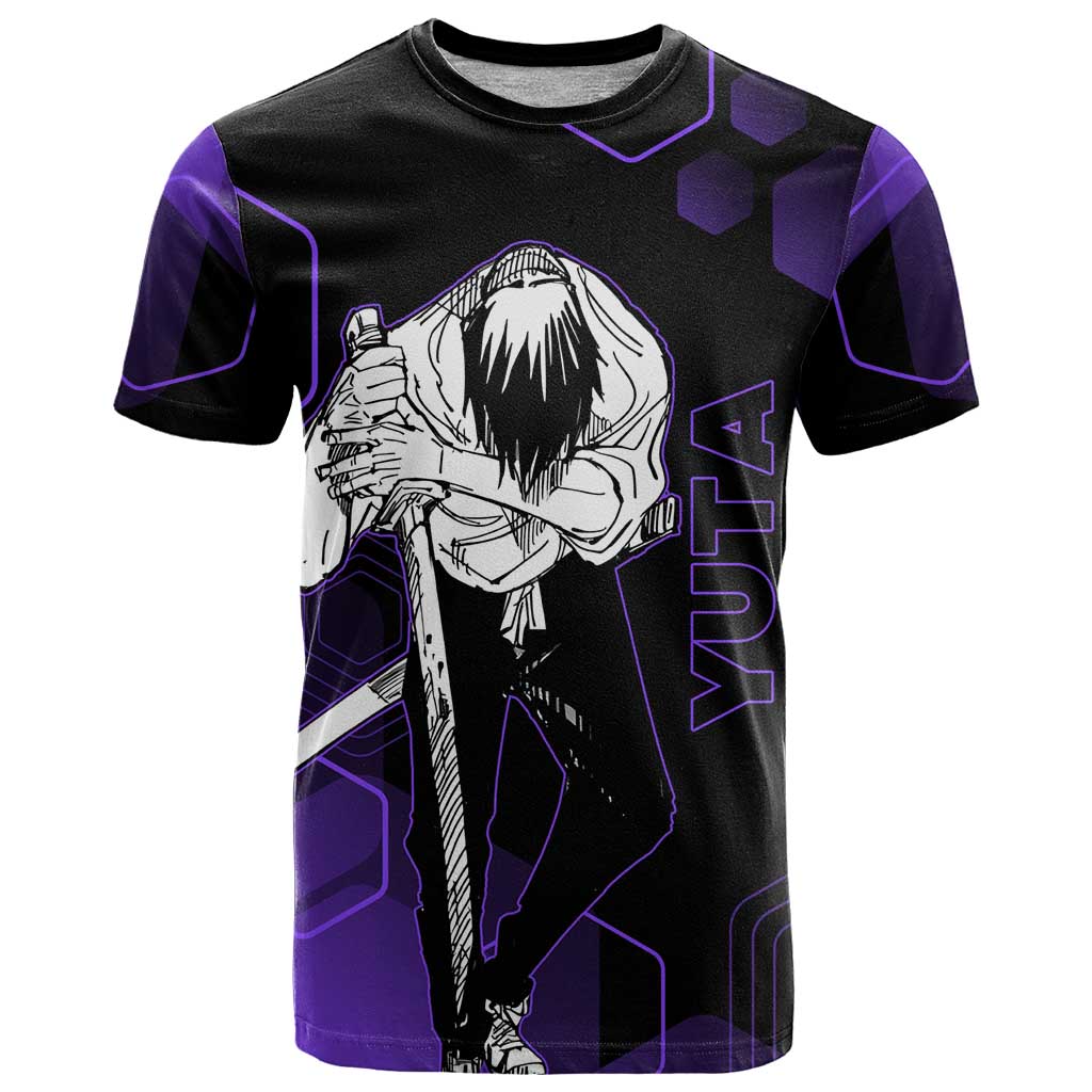 Yuta Okkotsu Jujutsu Kaisen T Shirt Purple Hexagon Design - The Mazicc