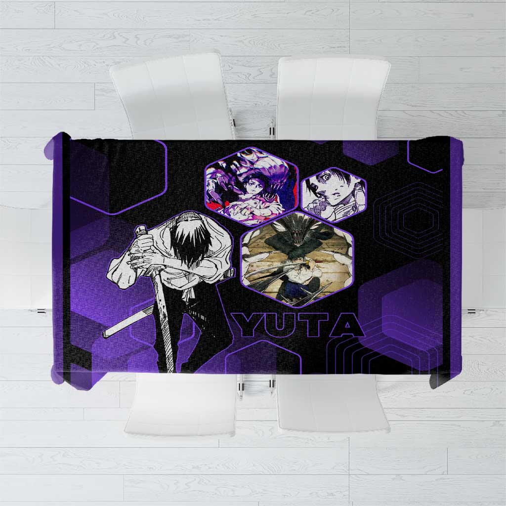 Yuta Okkotsu Jujutsu Kaisen Tablecloth Purple Hexagon Design - The Mazicc