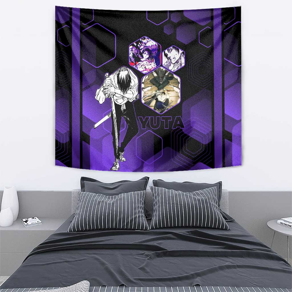 Yuta Okkotsu Jujutsu Kaisen Tapestry Purple Hexagon Design - The Mazicc