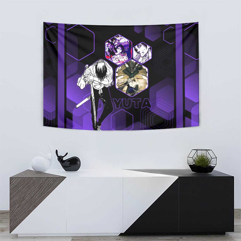Yuta Okkotsu Jujutsu Kaisen Tapestry Purple Hexagon Design - The Mazicc