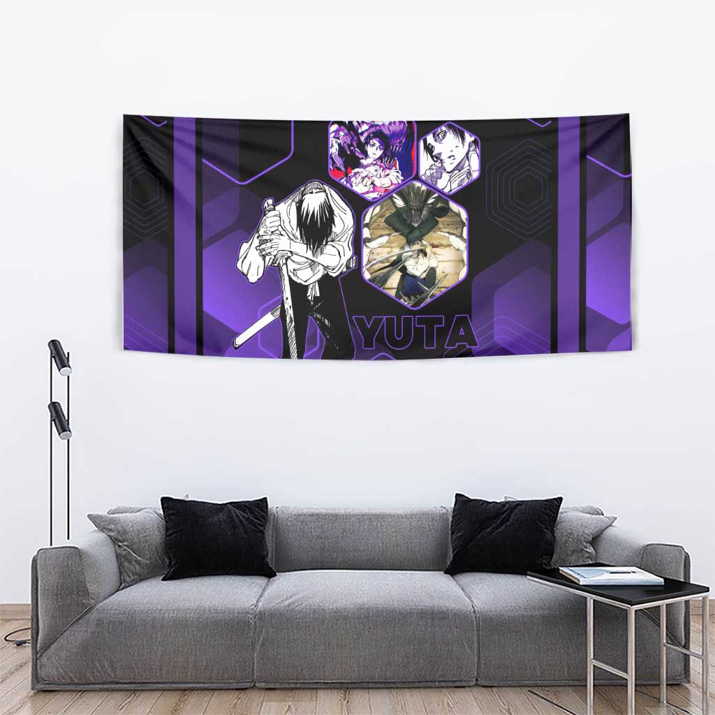 Yuta Okkotsu Jujutsu Kaisen Tapestry Purple Hexagon Design - The Mazicc