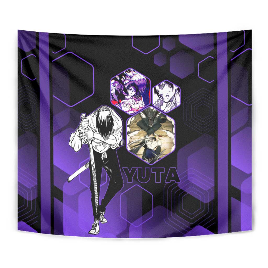 Yuta Okkotsu Jujutsu Kaisen Tapestry Purple Hexagon Design - The Mazicc