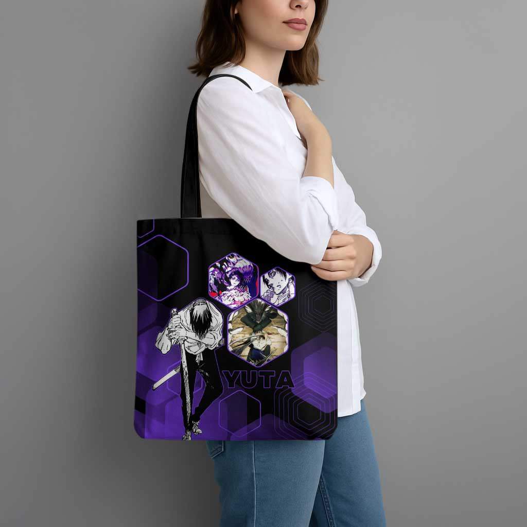 Yuta Okkotsu Jujutsu Kaisen Tote Bag Purple Hexagon Design - The Mazicc