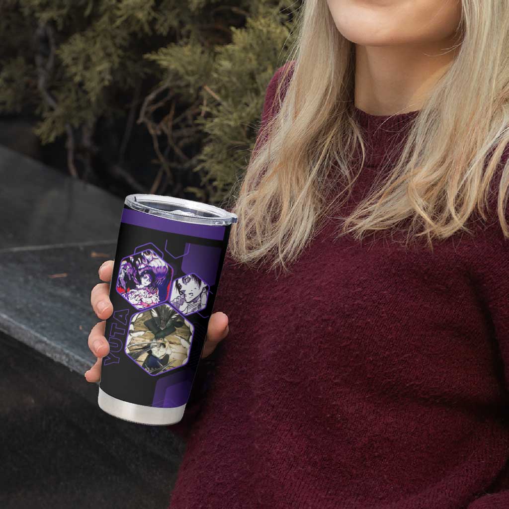 Yuta Okkotsu Jujutsu Kaisen Tumbler Cup Purple Hexagon Design - The Mazicc