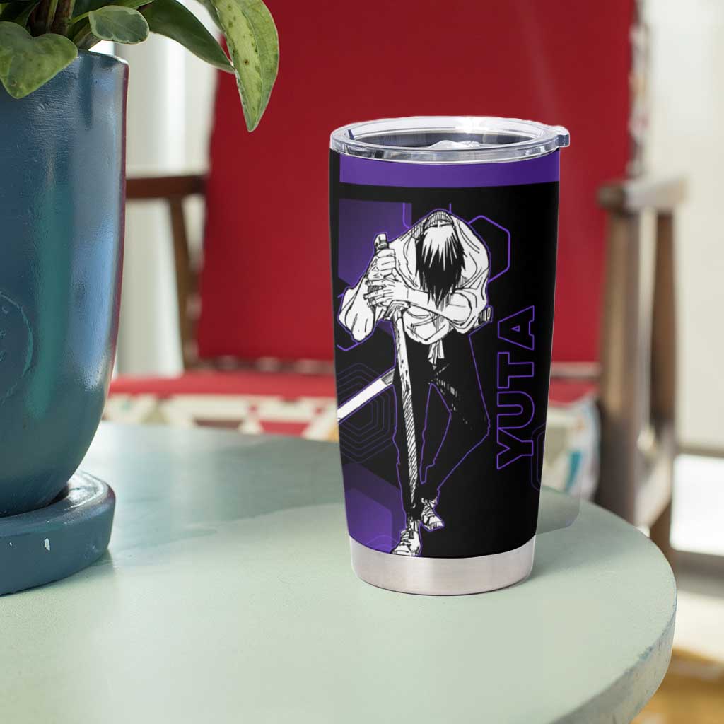 Yuta Okkotsu Jujutsu Kaisen Tumbler Cup Purple Hexagon Design - The Mazicc