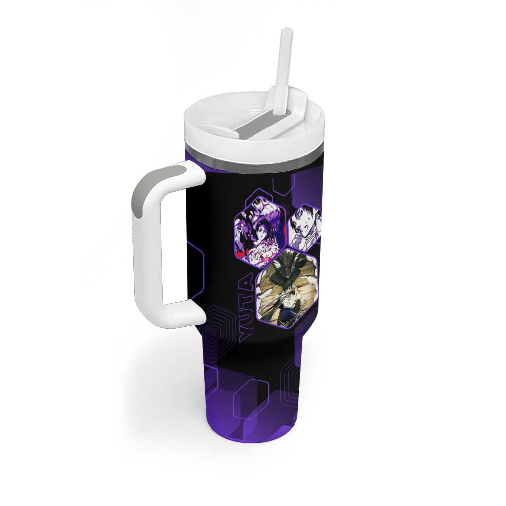 Yuta Okkotsu Jujutsu Kaisen Tumbler With Handle Purple Hexagon Design - The Mazicc