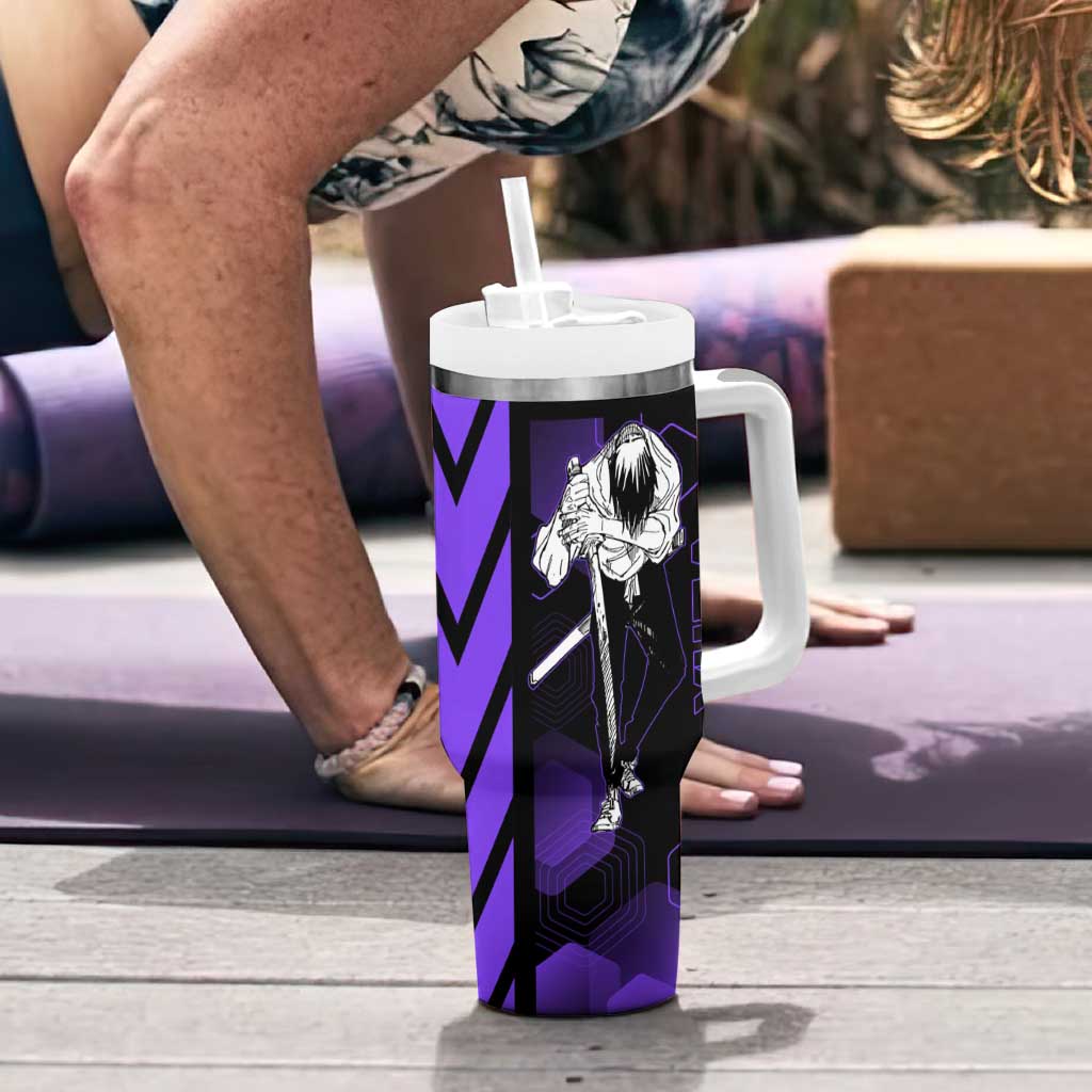 Yuta Okkotsu Jujutsu Kaisen Tumbler With Handle Purple Hexagon Design - The Mazicc