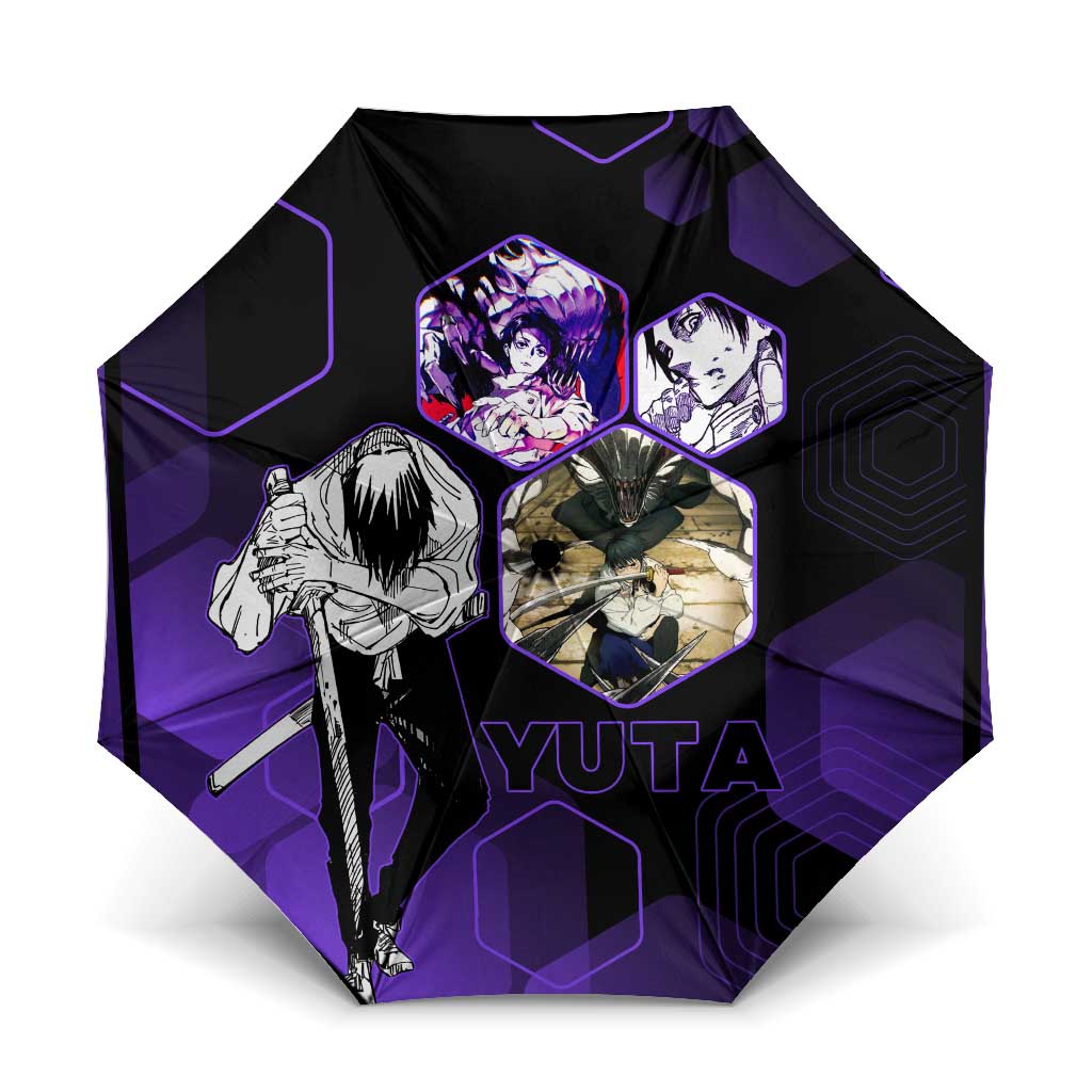 Yuta Okkotsu Jujutsu Kaisen Umbrella Purple Hexagon Design - The Mazicc