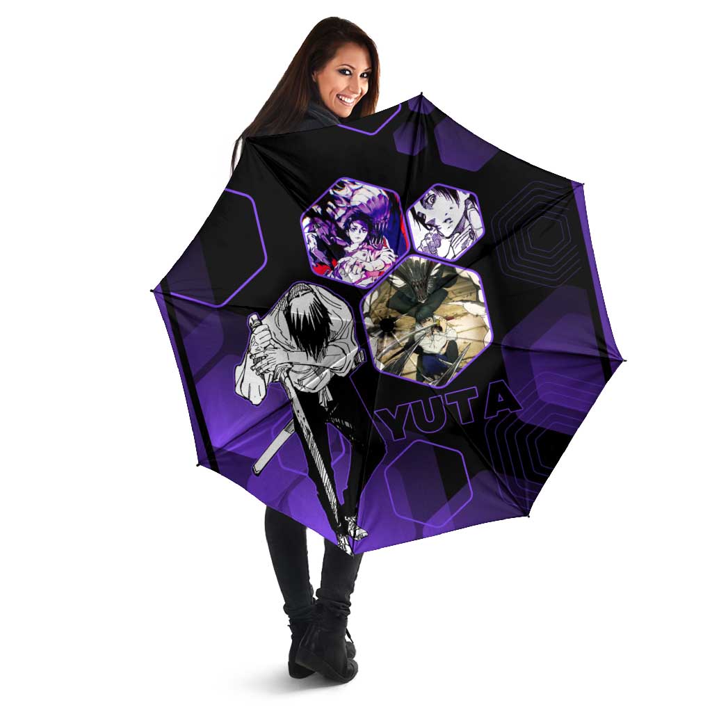 Yuta Okkotsu Jujutsu Kaisen Umbrella Purple Hexagon Design - The Mazicc