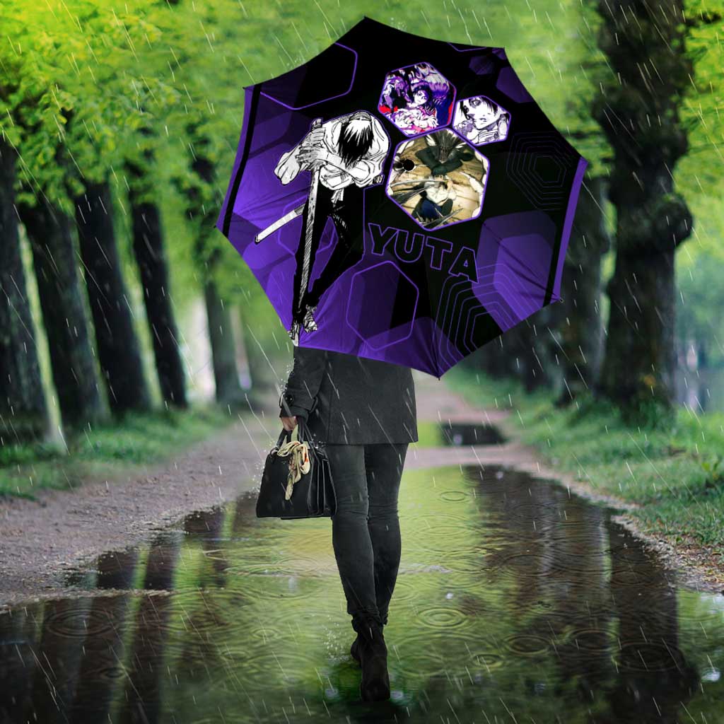 Yuta Okkotsu Jujutsu Kaisen Umbrella Purple Hexagon Design - The Mazicc