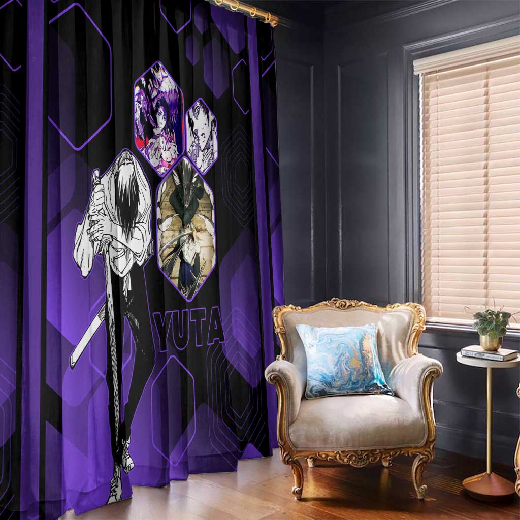 Yuta Okkotsu Jujutsu Kaisen Window Curtain Purple Hexagon Design - The Mazicc