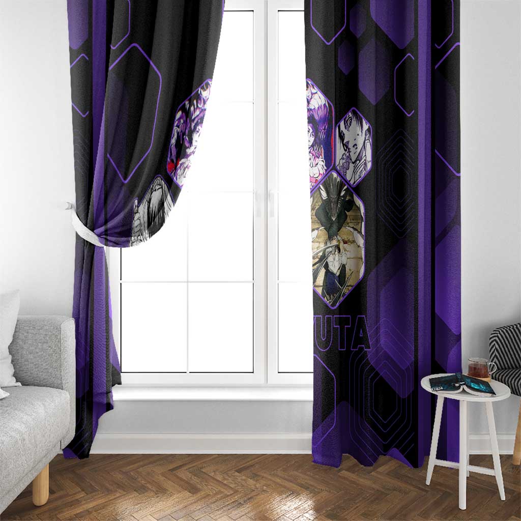 Yuta Okkotsu Jujutsu Kaisen Window Curtain Purple Hexagon Design - The Mazicc