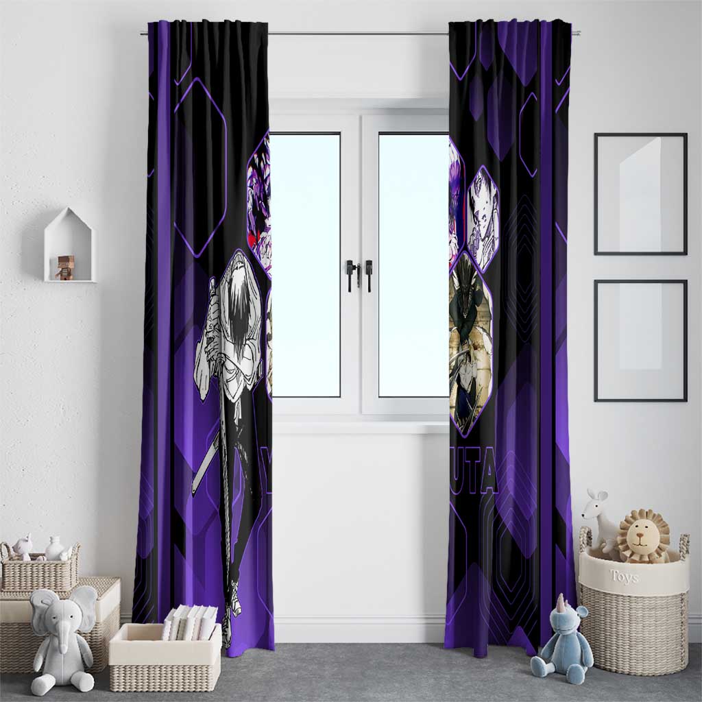 Yuta Okkotsu Jujutsu Kaisen Window Curtain Purple Hexagon Design - The Mazicc