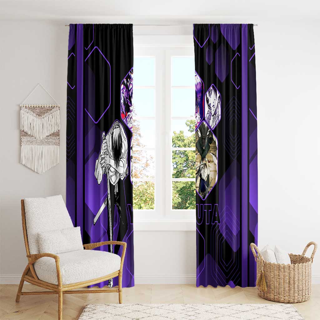 Yuta Okkotsu Jujutsu Kaisen Window Curtain Purple Hexagon Design - The Mazicc