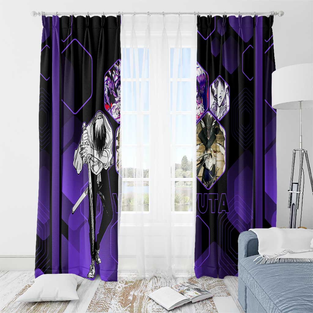 Yuta Okkotsu Jujutsu Kaisen Window Curtain Purple Hexagon Design - The Mazicc