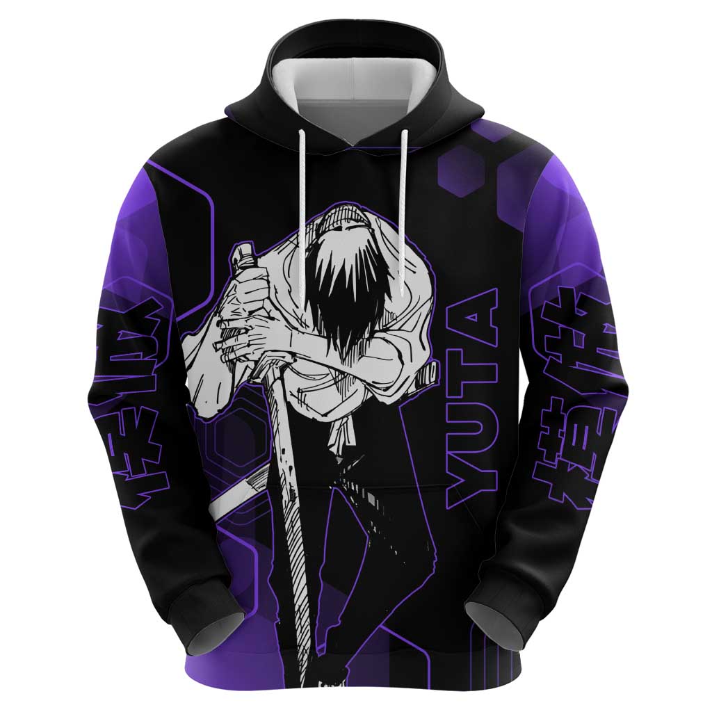 Yuta Okkotsu Jujutsu Kaisen Zip Hoodie Purple Hexagon Design - The Mazicc