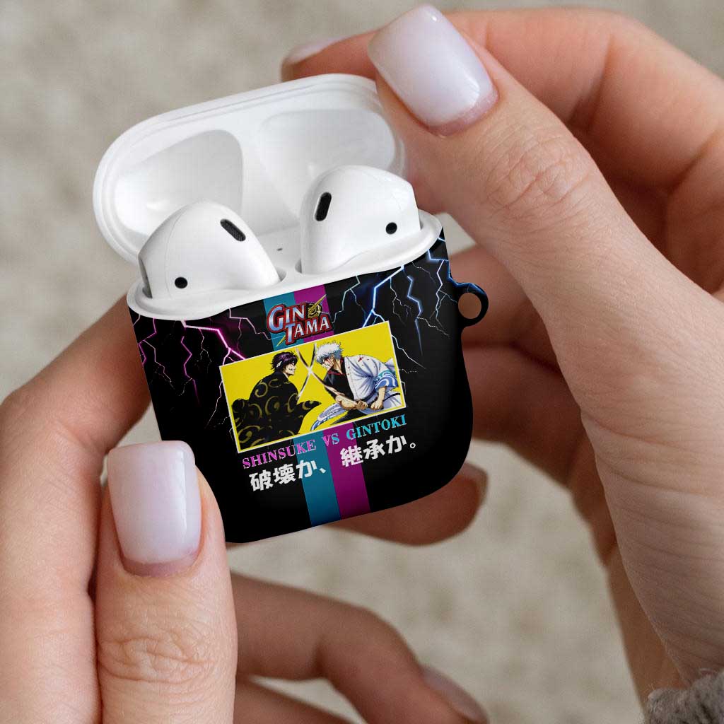 Shinsuke vs Gintoki Gintama Split Lightning Design AirPods Case with Sword Duel and Anime Showdown Theme - The Mazicc