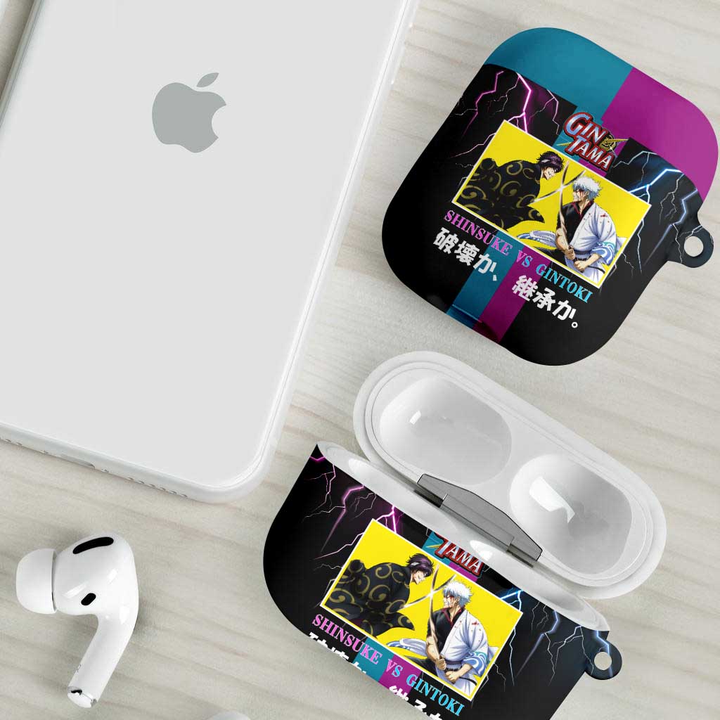 Shinsuke vs Gintoki Gintama Split Lightning Design AirPods Case with Sword Duel and Anime Showdown Theme - The Mazicc