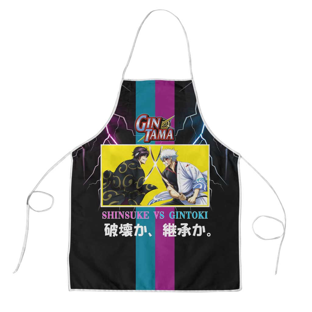 Shinsuke vs Gintoki Gintama Split Lightning Design Apron with Sword Duel and Anime Showdown Theme - The Mazicc