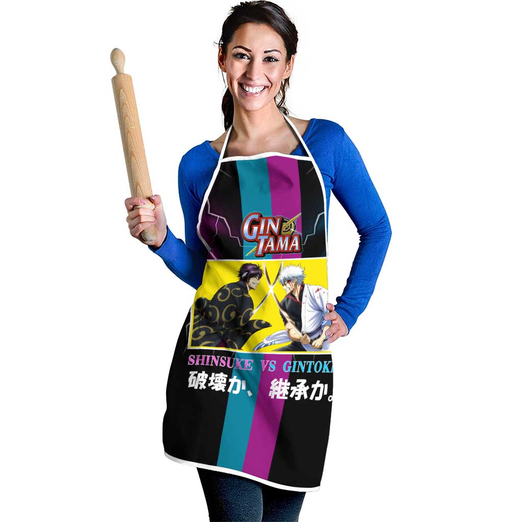 Shinsuke vs Gintoki Gintama Split Lightning Design Apron with Sword Duel and Anime Showdown Theme - The Mazicc