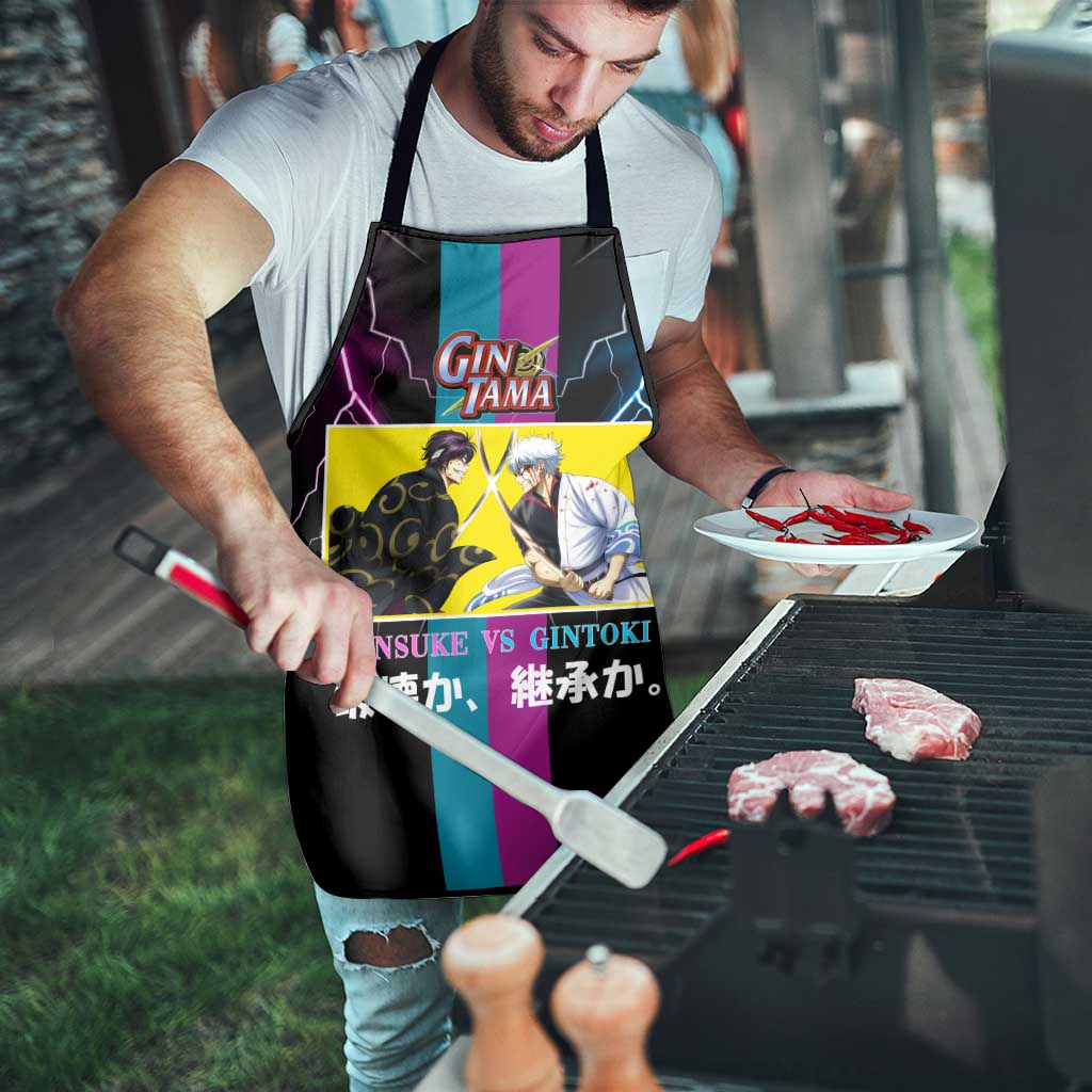 Shinsuke vs Gintoki Gintama Split Lightning Design Apron with Sword Duel and Anime Showdown Theme - The Mazicc