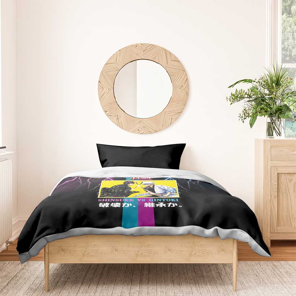Shinsuke vs Gintoki Gintama Split Lightning Design Bedding Set with Sword Duel and Anime Showdown Theme - The Mazicc