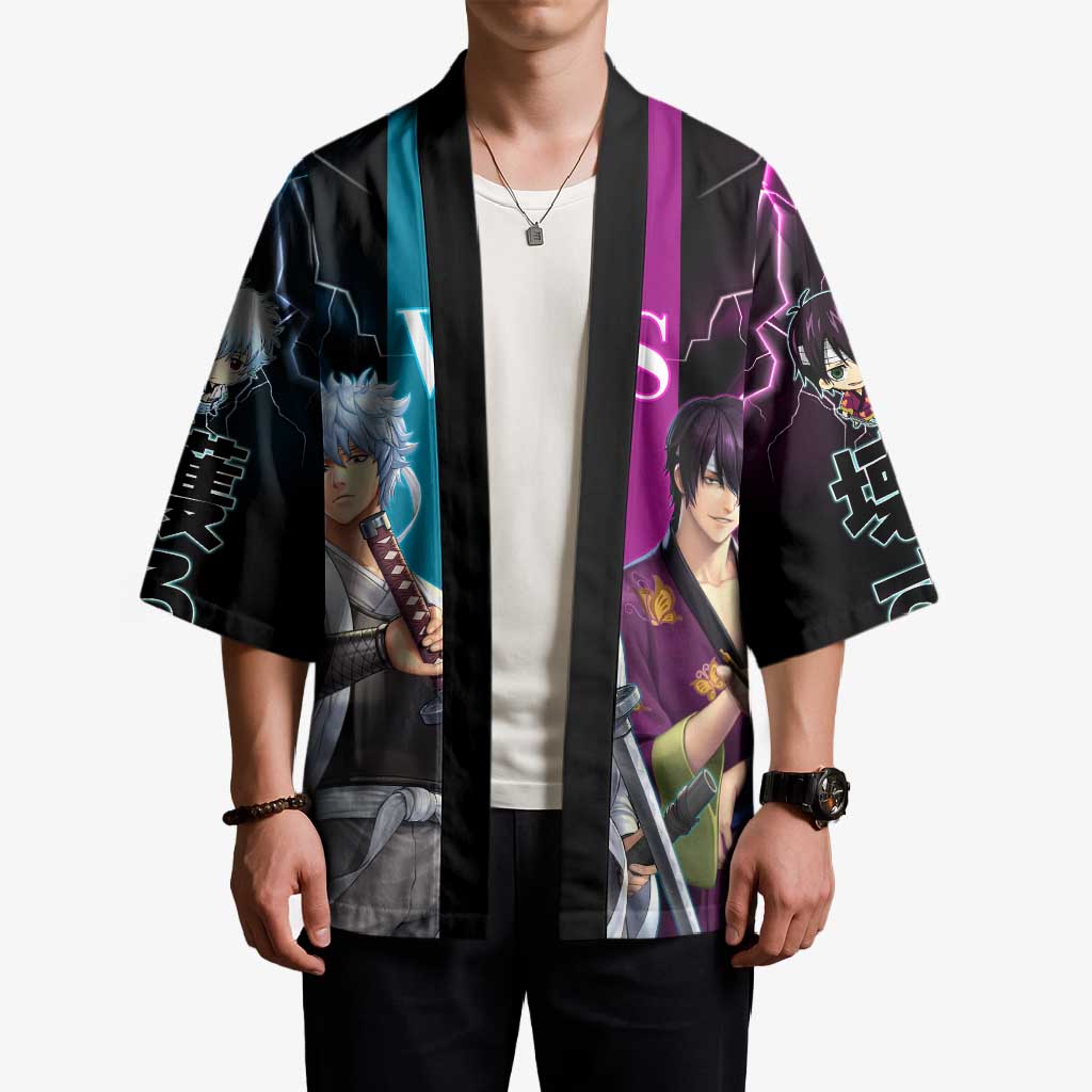 Shinsuke vs Gintoki Gintama Split Lightning Design Kimono with Sword Duel and Anime Showdown Theme - The Mazicc