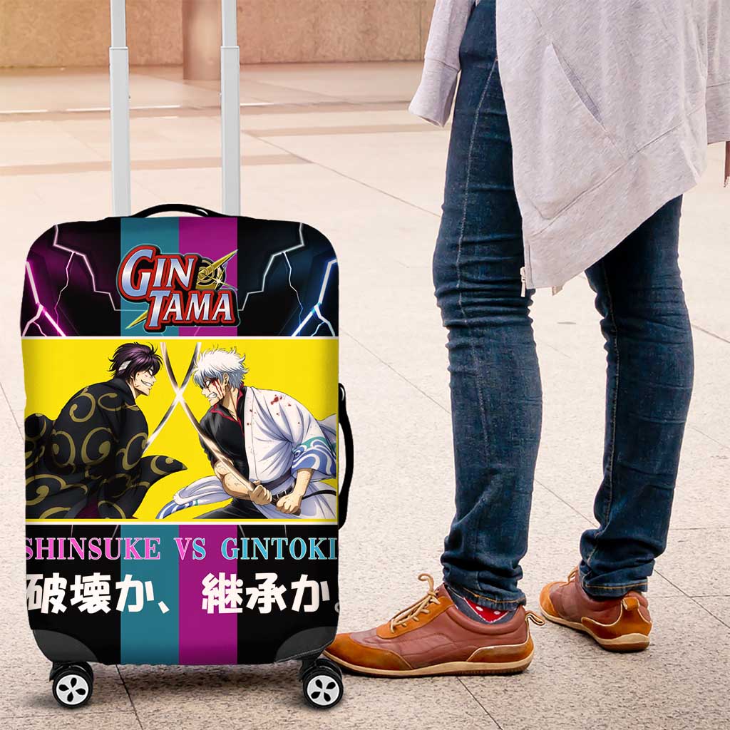 Shinsuke vs Gintoki Gintama Split Lightning Design Luggage Cover with Sword Duel and Anime Showdown Theme - The Mazicc