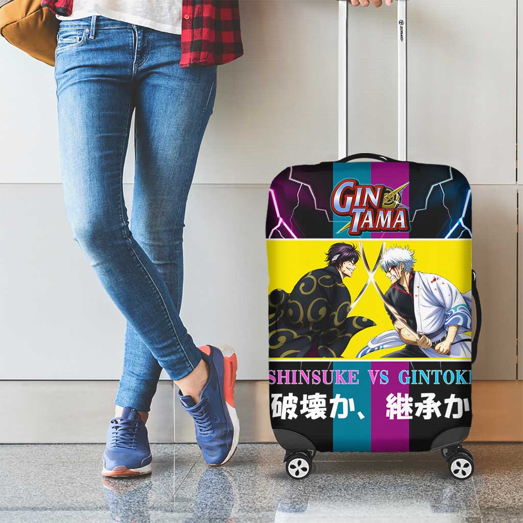 Shinsuke vs Gintoki Gintama Split Lightning Design Luggage Cover with Sword Duel and Anime Showdown Theme - The Mazicc