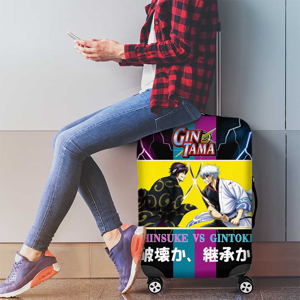 Shinsuke vs Gintoki Gintama Split Lightning Design Luggage Cover with Sword Duel and Anime Showdown Theme - The Mazicc