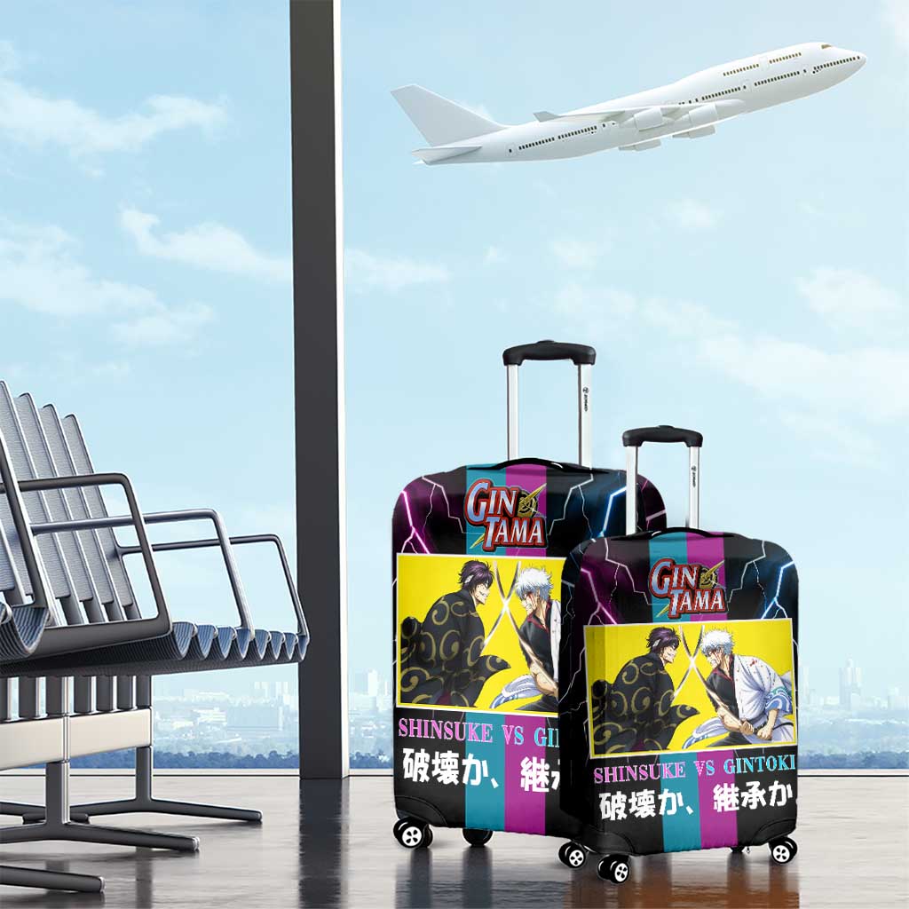 Shinsuke vs Gintoki Gintama Split Lightning Design Luggage Cover with Sword Duel and Anime Showdown Theme - The Mazicc