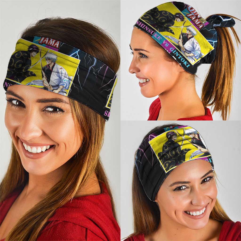Shinsuke vs Gintoki Gintama Split Lightning Design Neck Gaiter with Sword Duel and Anime Showdown Theme - The Mazicc