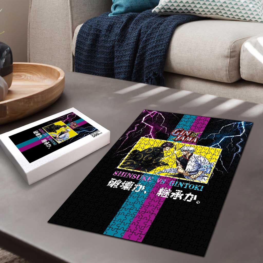 Shinsuke vs Gintoki Gintama Split Lightning Design Puzzle with Sword Duel and Anime Showdown Theme - The Mazicc