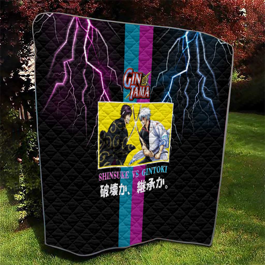 Shinsuke vs Gintoki Gintama Split Lightning Design Quilt with Sword Duel and Anime Showdown Theme - The Mazicc
